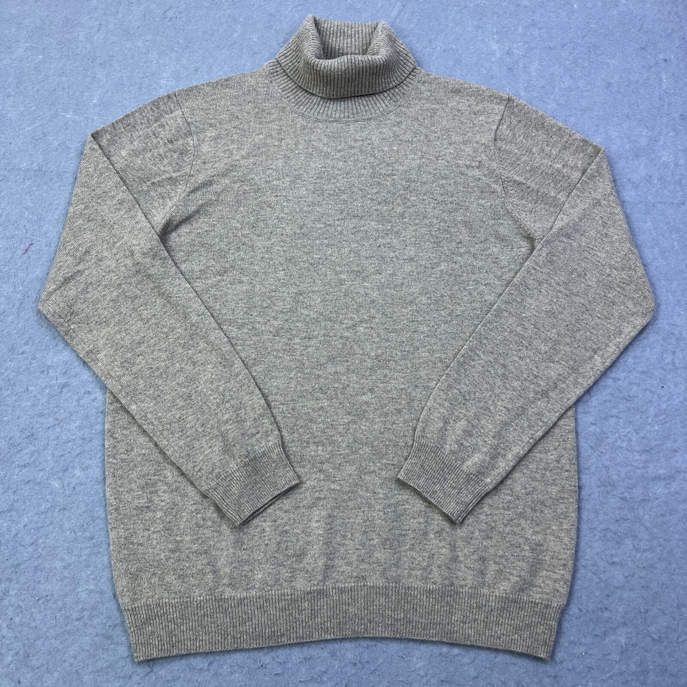WoolOvers Turtleneck Sweater Womens Large Brown Cashmere/Wool Polo Knit Jumper